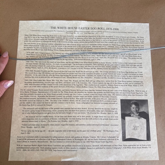 The White House Floral Poster Easter Egg Roll 1878-1998 Susan Loy Tulips Flowers - Picture 2 of 4